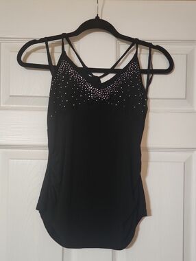MKM Designs Black Strappy Camisole with Rhinestone Accent
